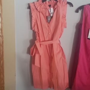 Chequer womens Button down Dress New 8 coral